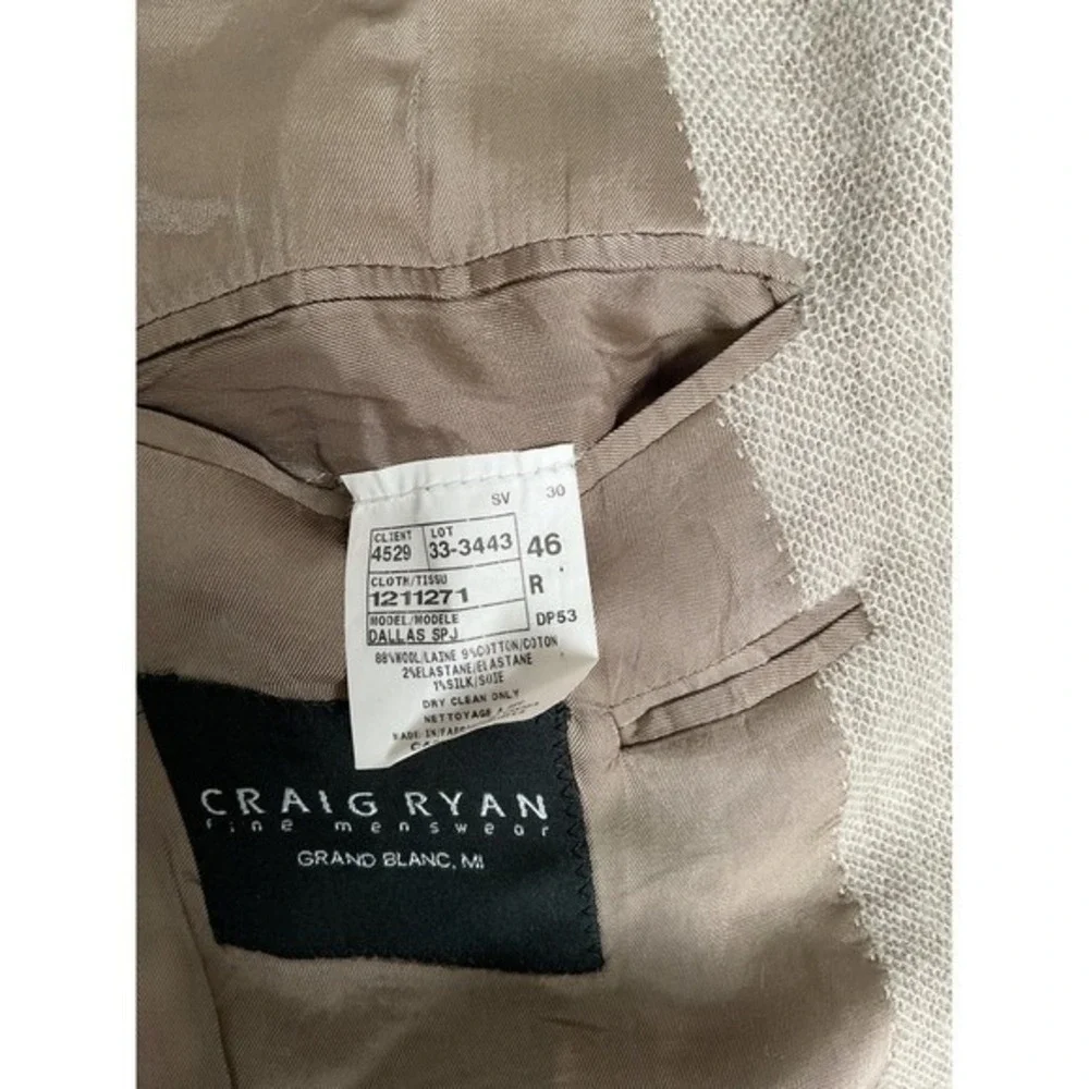 Jack Victor Mens Light Tan cream‎ wool silk Blend Sport Coat blazer sz 46R